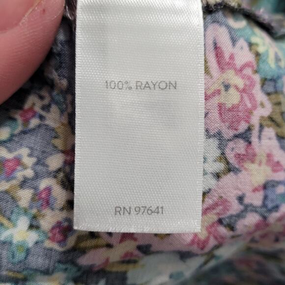 J. Jill Women’s Small Floral Blouse 3/4 Sleeve Rayon Top Multicolor - Picture 5 of 5